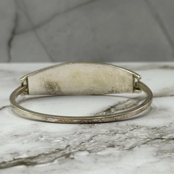 Vintage Alpaca Silver Hinged Bracelet Red Inlay Mother of Pearl Cuff 7" - Picture 4 of 12